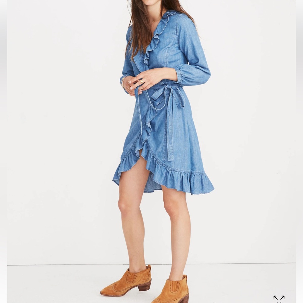 Madewell Denim Ruffled Wrap Dress